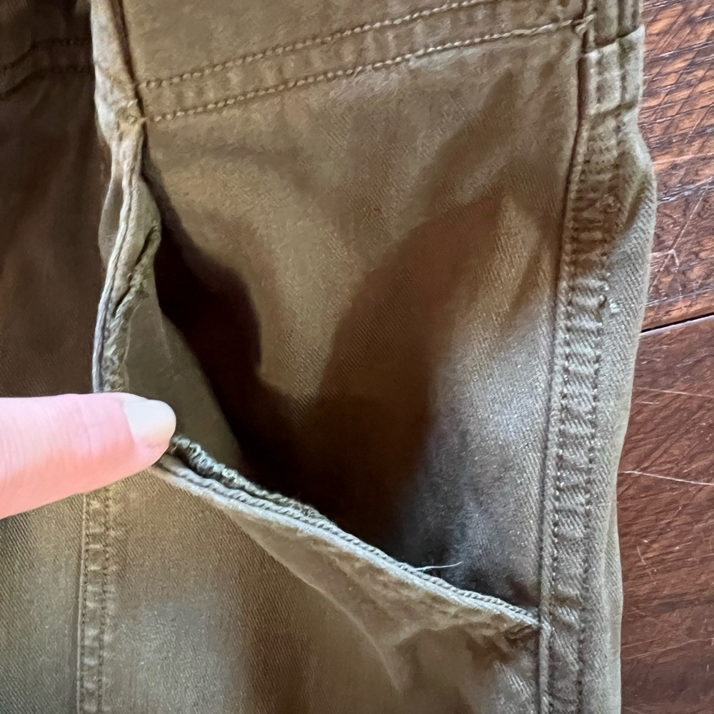 Spanx Stretch Twill Cargo Jogger Pants Washed Darkened Olive Women’s Large Sz sm - Picture 5 of 9